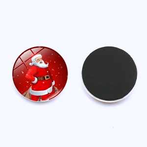 Christmas Santa Claus glass dome fridge magnets set with strong magnetic backing