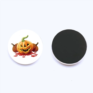 Halloween pumpkin lantern magnetic glass fridge magnet with 30mm round gemstone design