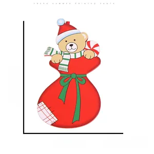 Detailed size specifications for a red Christmas bag pendant with a cute brown bear
