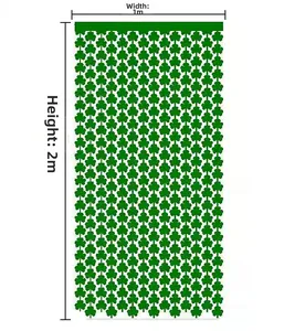 Green St. Patrick's Day shamrock foil fringe curtain decoration, width 1m and height 2m