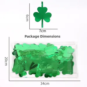 Detailed size specifications for 6x7cm green shamrock foil fringe curtain decorations