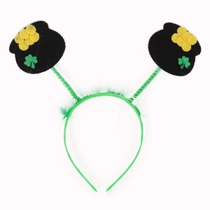 Cerchietto per San Patrizio con mini pentole d'oro e trifogli verdi su molle