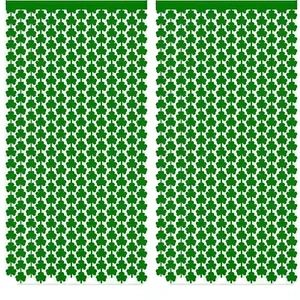 Saint Patrick's Day green clover fringe curtain backdrop for festive party decorations