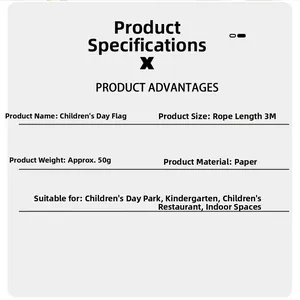 Detailed product parameters for paper Children's Day banner with 3M rope for party decoration