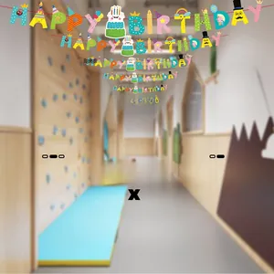 Detailed view of Happy Birthday mermaid banner with colorful letters for party decor