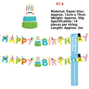 Detail of mermaid birthday banner including 14 paper flags with rope and size specs