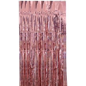 Rose gold metallic foil fringe curtain with wave texture for party background decor