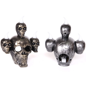 Halloween schedel LED kaarslamp met antieke metalen afwerking voor bar decoratie