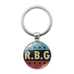 Ruth Bader Ginsburg RBG glass gem keychain with American flag stripes and stars