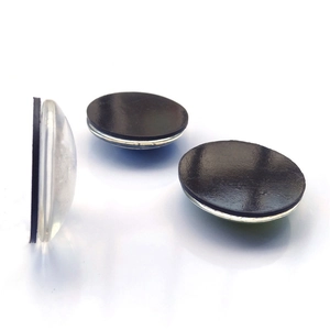 Set of three 30mm round Christmas glass fridge magnets with black magnetic backing