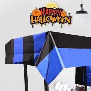 Waterproof blue and black striped Halloween party tablecloth for festive dining table decor
