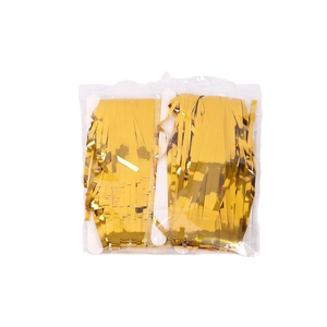 Lot de 2 rideaux à franges métalliques dorées pour décoration de table de fête et de mariage