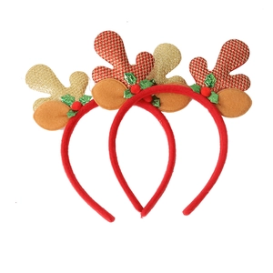 Dreiteiliges Weihnachts-Geweih-Haarreif-Set mit roten und goldenen Glitzer-Rentierohren
