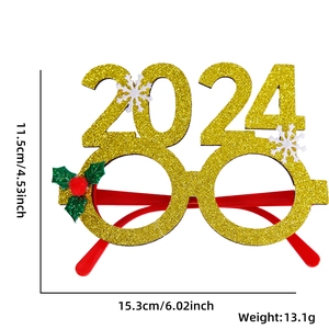 Lunettes de fête 2024 à paillettes dorées avec flocons de neige et houx festif