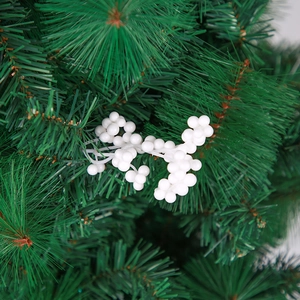 White Christmas berry picks with foam snowballs and pine needles for winter holiday decor