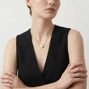 Stainless Steel Heart Pendant Necklace For Women Elegant 18K Gold Plated Silver Minimalist Sweet Style Jewelry Accessory