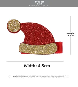 Detailed dimension view of Santa hat hair clip measuring 3.5cm length and 4.5cm width