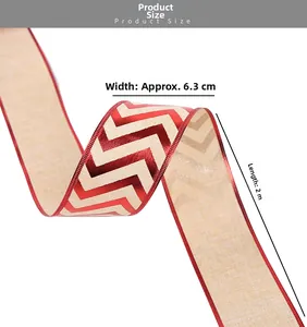 Detail of red and white wave pattern decorative ribbon, width 6.3cm and length 2m