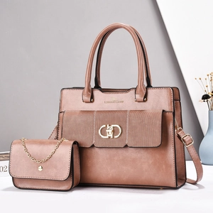 Elegant rose gold PU leather tote and chain envelope bag set for women stylish accessory