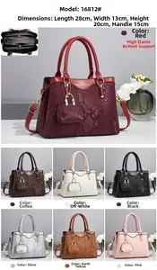 Detailed view of snake embossed handbag set with triple-layer interior and size specs