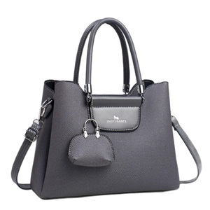 Sac fourre-tout chic en toile gris foncé avec double poignée et bandoulière réglable