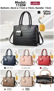 Detailed size chart of women handbag with stone texture showing 26x11x19cm dimensions