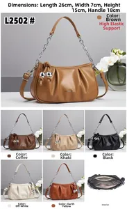 Ruched cloud bag detail showing dimensions 26x7x15cm and six color options available