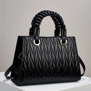 Sac À Main Matelassé Plissé Pour Femmes En Cuir PU Sac À Épaule Avec Poignée Tressée Élégant Mode Sac Bandoulière