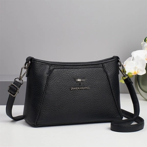 Fashion Women PU Leather Shoulder Bag Lychee Texture Underarm Bag Large Capacity Splicing Crossbody Bag Metal Logo Purse