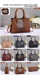 Tableau des tailles et options de couleurs pour sac à main motif crocodile