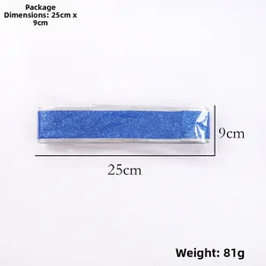 Blue glitter Christmas ribbon packaging details with dimensions 25x9cm and 81g weight
