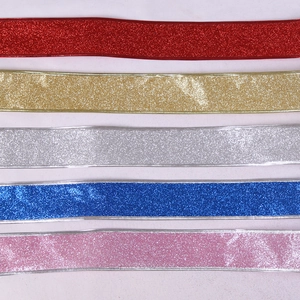 Juego de cintas navideñas brillantes en rojo oro plata azul para decoraciones festivas