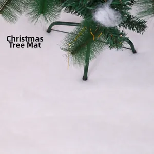 Soft white plush Christmas tree skirt base mat for festive holiday scene decoration