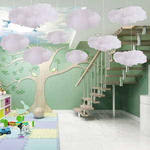 Hanging 3D white artificial fiber clouds for Christmas and children room decoration