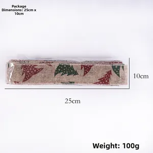 Christmas ribbon detail showing 25x10cm packaging size and 100g weight specifications