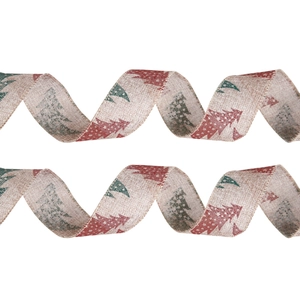 Christmas Burlap Ribbon With Red Green Printed Xmas Tree Patterns For Gift Wrapping Christmas Tree Decor Home Party