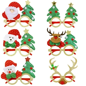 Occhiali Decorativi di Natale Luccicanti in Plastica Renna Babbo Natale Pupazzo di Neve Albero Montatura per Festa Vacanza Accessorio Costume Bambini Adulti
