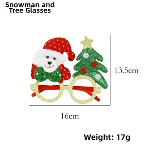 Occhiali di Natale con orsetto e albero glitterato, larghezza 16 cm e altezza 13,5 cm