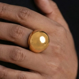 Polished 18k gold plated geometric dome ring with a minimalist bold design for women