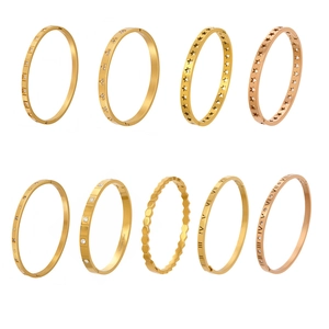 Luxurious 18K gold plated stainless steel bangles set with star and geometric patterns
