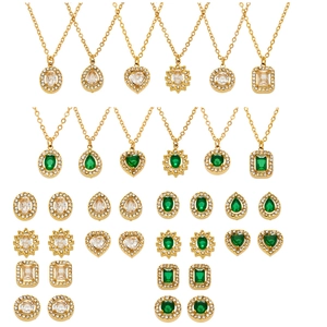 Water drop zircon jewelry set in 18k gold plated stainless steel for women
