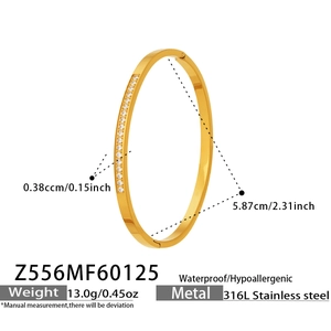 Dettaglio del bracciale in acciaio inossidabile 316L con zirconi e chiusura a cerniera
