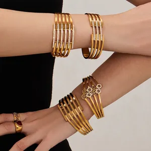Bracciale Rigido Acciaio Inossidabile Zirconia Cavo Geometrico Albero Della Vita Impermeabile Ipoallergenico Gioielli Donna