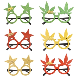 Set van 6 glitter kerstbrillen in ster- en bladvorm met Merry Christmas tekst voor feesten
