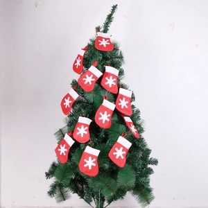 Mini Christmas Stocking Ornament Red Non-woven Fabric White Snowflake Festive Holiday Tree Decoration Home Decor