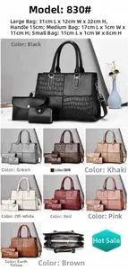 Detailed interior view and stone texture patterns of the 3-piece handbag set