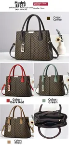 Dettagli della borsa vintage con layout interno e quattro varianti di colore diverse