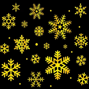 Golden snowflake static window decals for Christmas party and festive home glass decoration