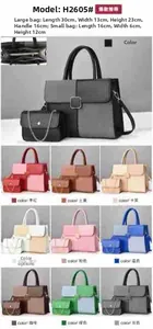 Detailed size chart for the large tote and chain bag set in various macaron colors