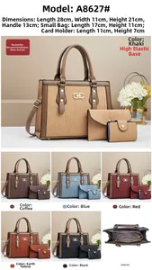 Detailed set of three striped handbags showing various colors and interior structure